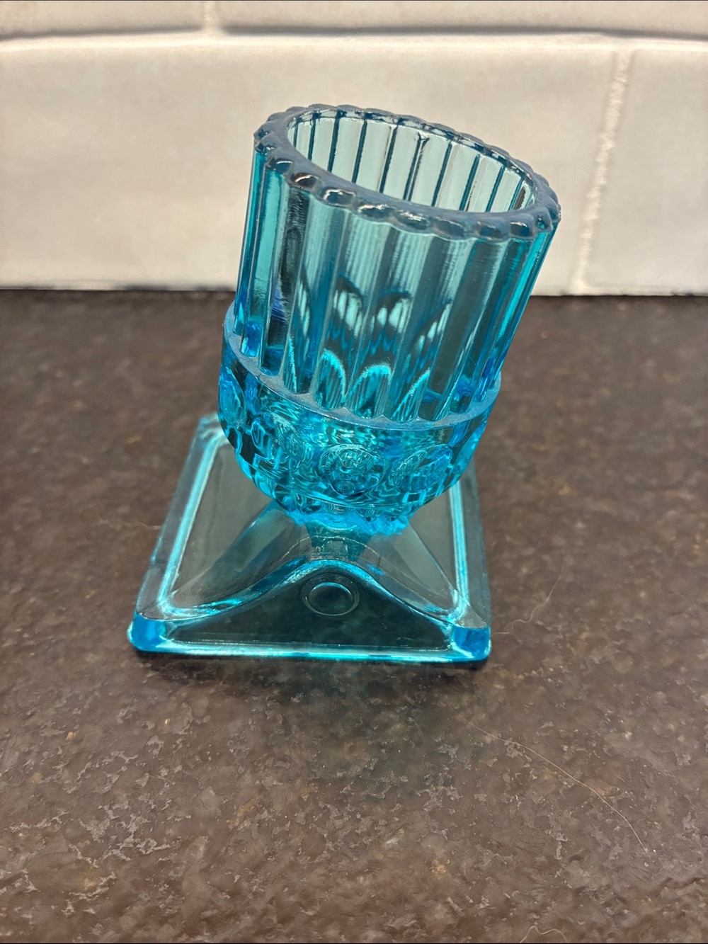 Turquoise Glass Toothbrush Holder - Unbranded
